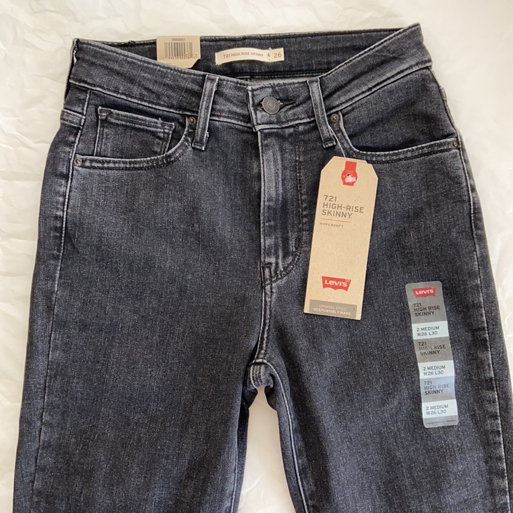 New Levi’s 721 high-rise skinny jeans high waisted black - Picture 8 of 10
